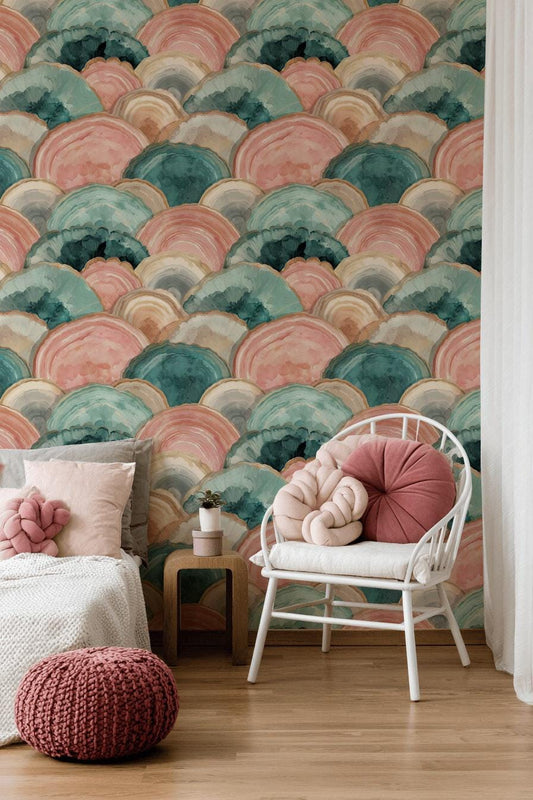 Abstract Marble Wave Wallpaper Fluid Art Pattern Pastel Geode Texture Modern Wall Decor
