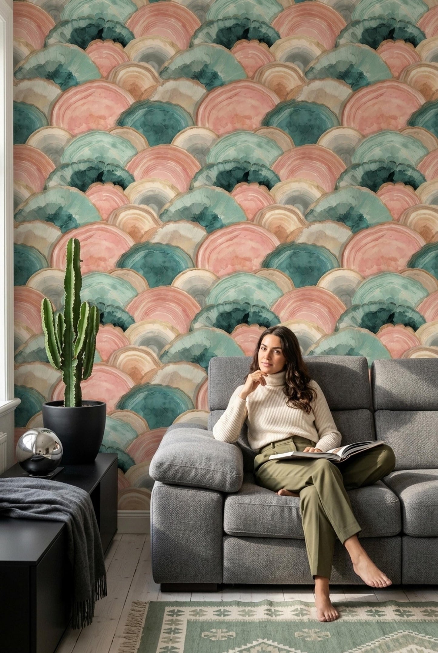 Abstract Marble Wave Wallpaper Fluid Art Pattern Pastel Geode Texture Modern Wall Decor