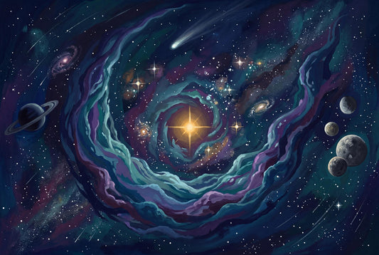 Galaxy Vortex Wallpaper Mural, Cosmic Space Wall Art, Universe Theme Wall Decor