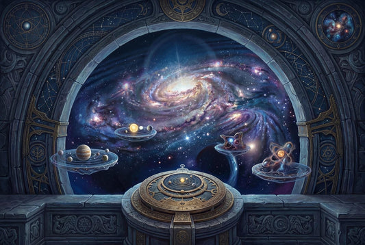 Cosmic Portal Wallpaper Mural, Galaxy Window Wall Art, Celestial Observatory Wall Decor