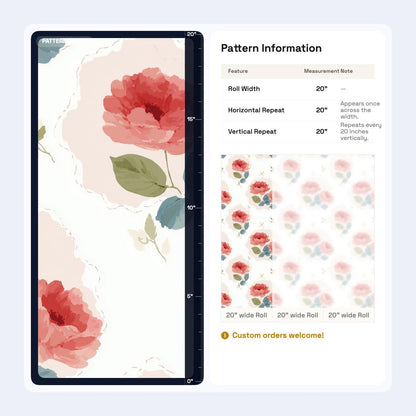 Blush Peony Pattern Wallpaper Soft Floral Repeat Design Romantic Wall Decor