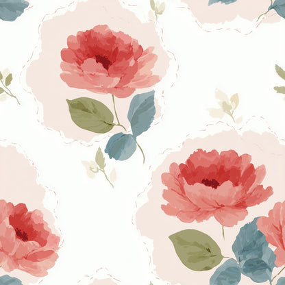 Blush Peony Pattern Wallpaper Soft Floral Repeat Design Romantic Wall Decor