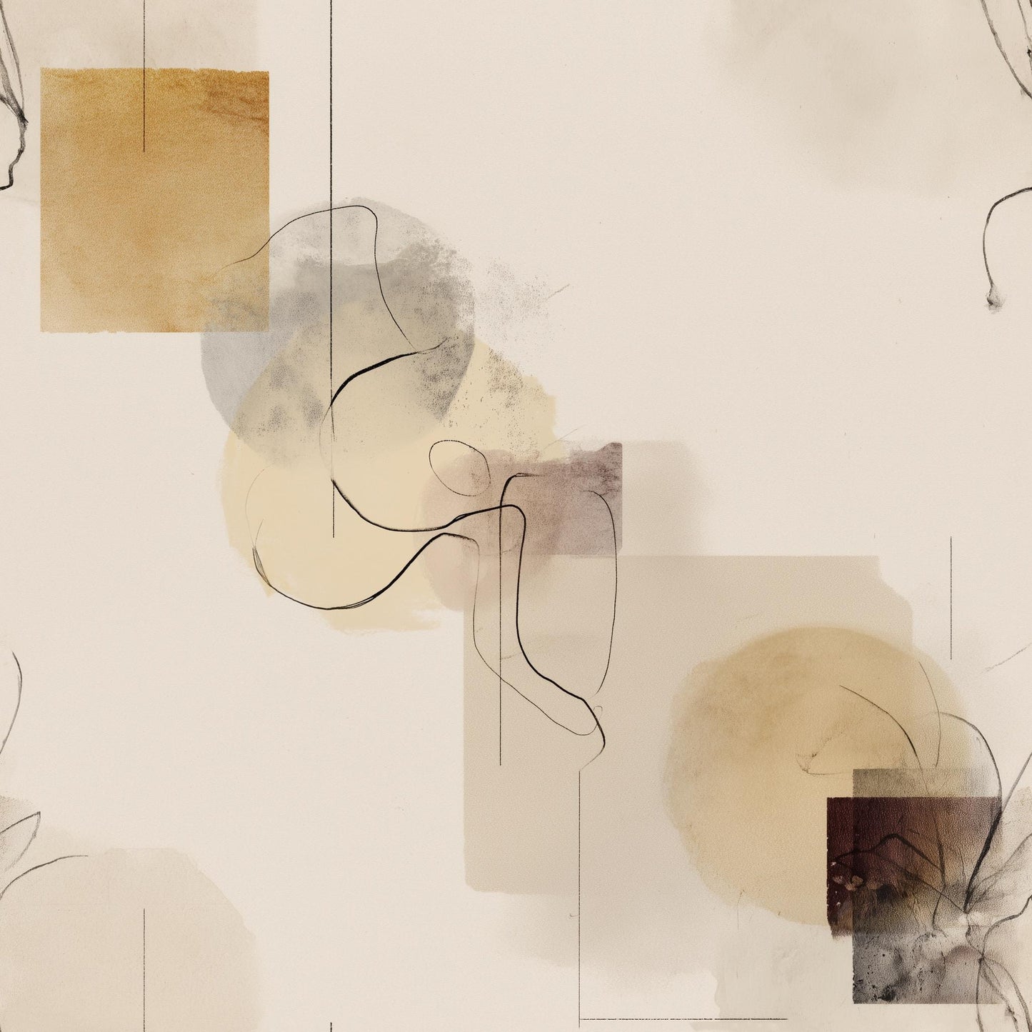 Neutral Abstract Pattern Wallpaper Minimal Line Art Geometric Modern Wall Design