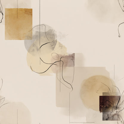 Neutral Abstract Pattern Wallpaper Minimal Line Art Geometric Modern Wall Design