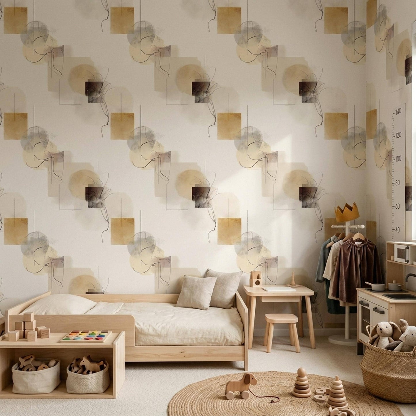 Neutral Abstract Pattern Wallpaper Minimal Line Art Geometric Modern Wall Design