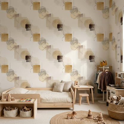 Neutral Abstract Pattern Wallpaper Minimal Line Art Geometric Modern Wall Design