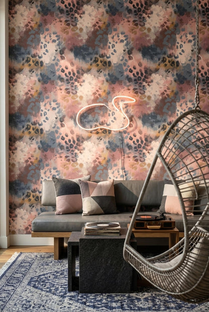 Abstract Painted Pattern Wallpaper, Modern Organic Wall Decor, Luxury Bedroom Interior Design