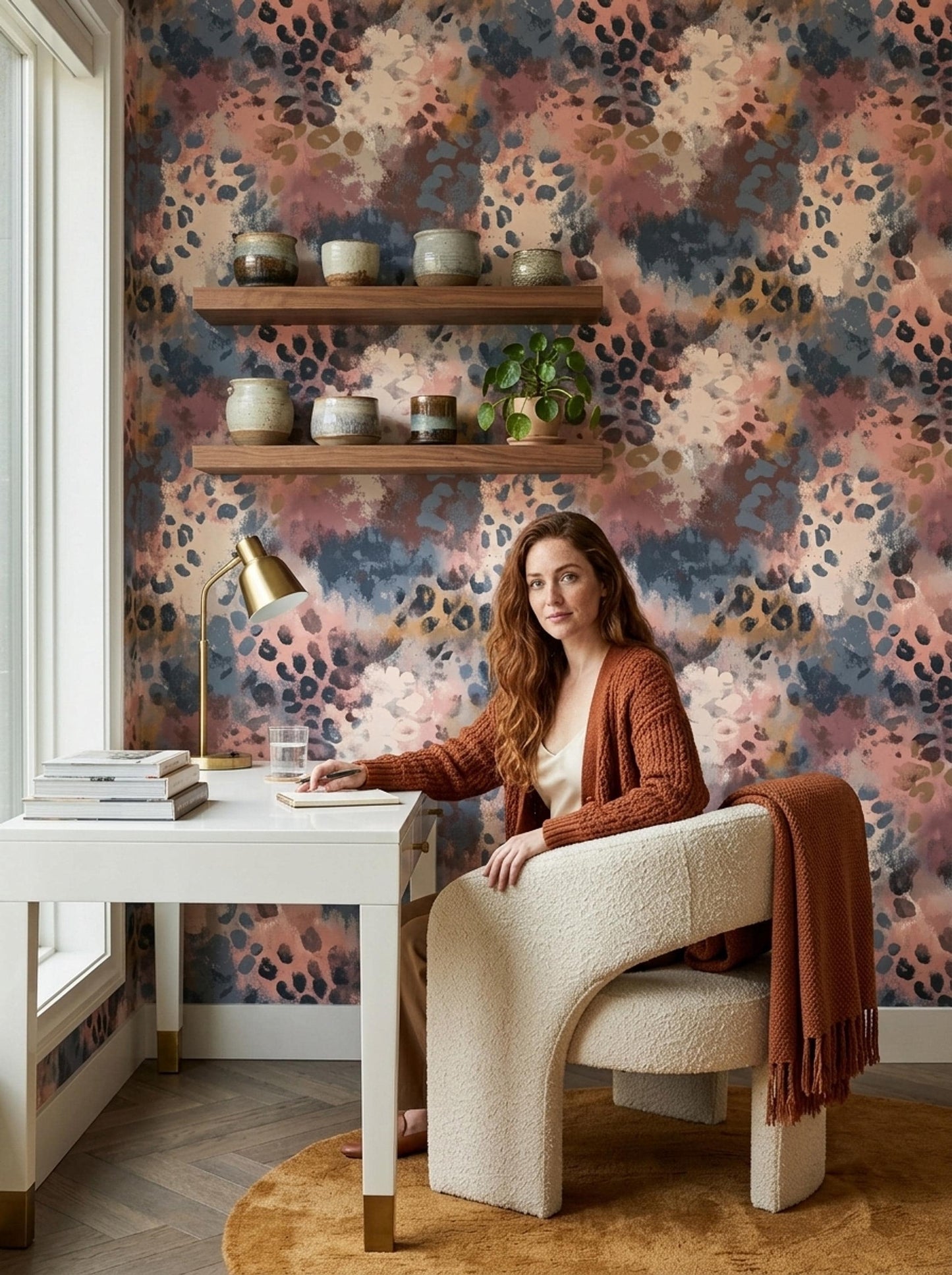 Abstract Painted Pattern Wallpaper, Modern Organic Wall Decor, Luxury Bedroom Interior Design