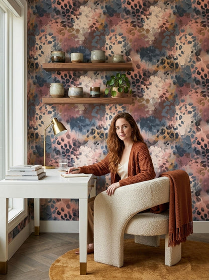 Abstract Painted Pattern Wallpaper, Modern Organic Wall Decor, Luxury Bedroom Interior Design