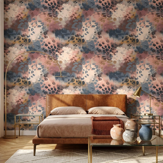 Abstract Painted Pattern Wallpaper, Modern Organic Wall Decor, Luxury Bedroom Interior Design