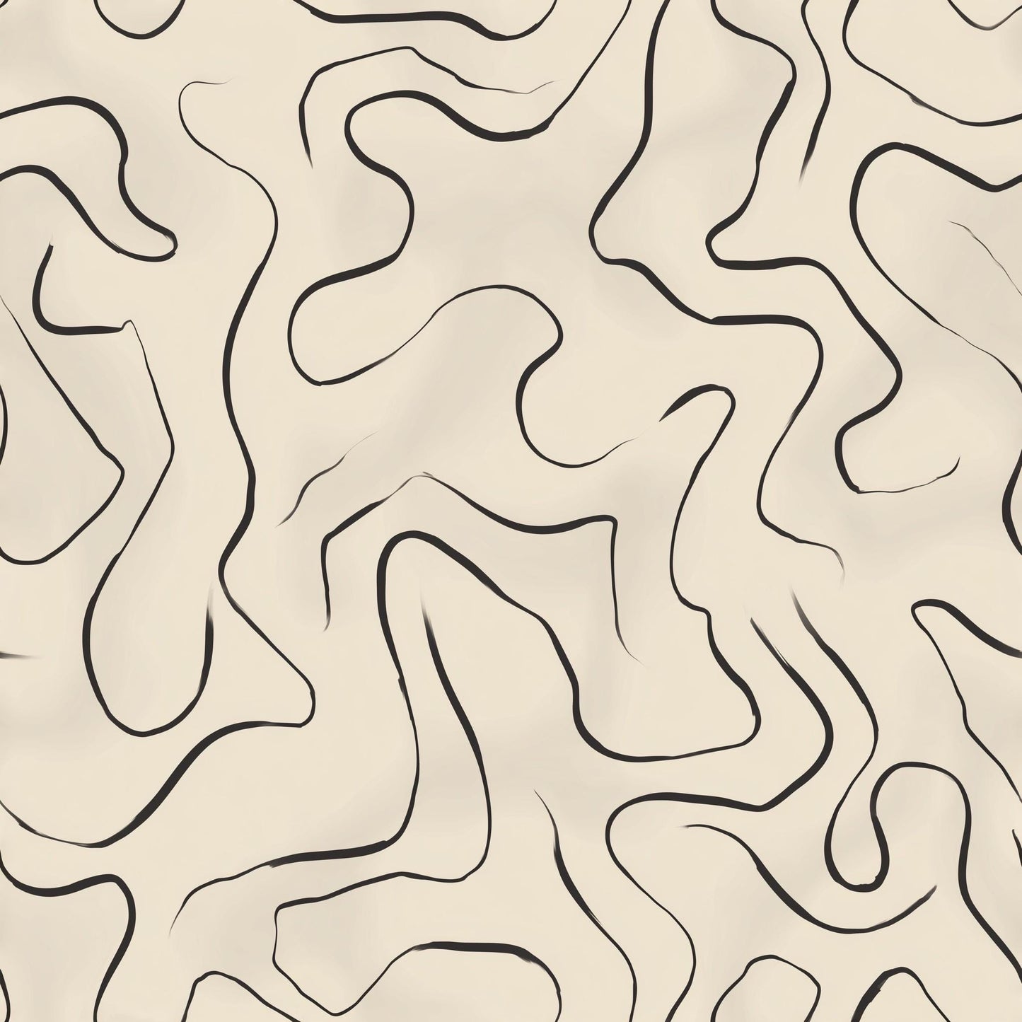 Minimal Abstract Line Wallpaper, Neutral Japandi Decor, Modern Organic Wall Art Design