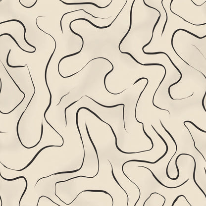 Minimal Abstract Line Wallpaper, Neutral Japandi Decor, Modern Organic Wall Art Design