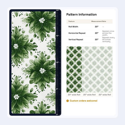 Green Floral Wallpaper Botanical Pattern Nature Inspired Wall Decor Elegant Leaf Design
