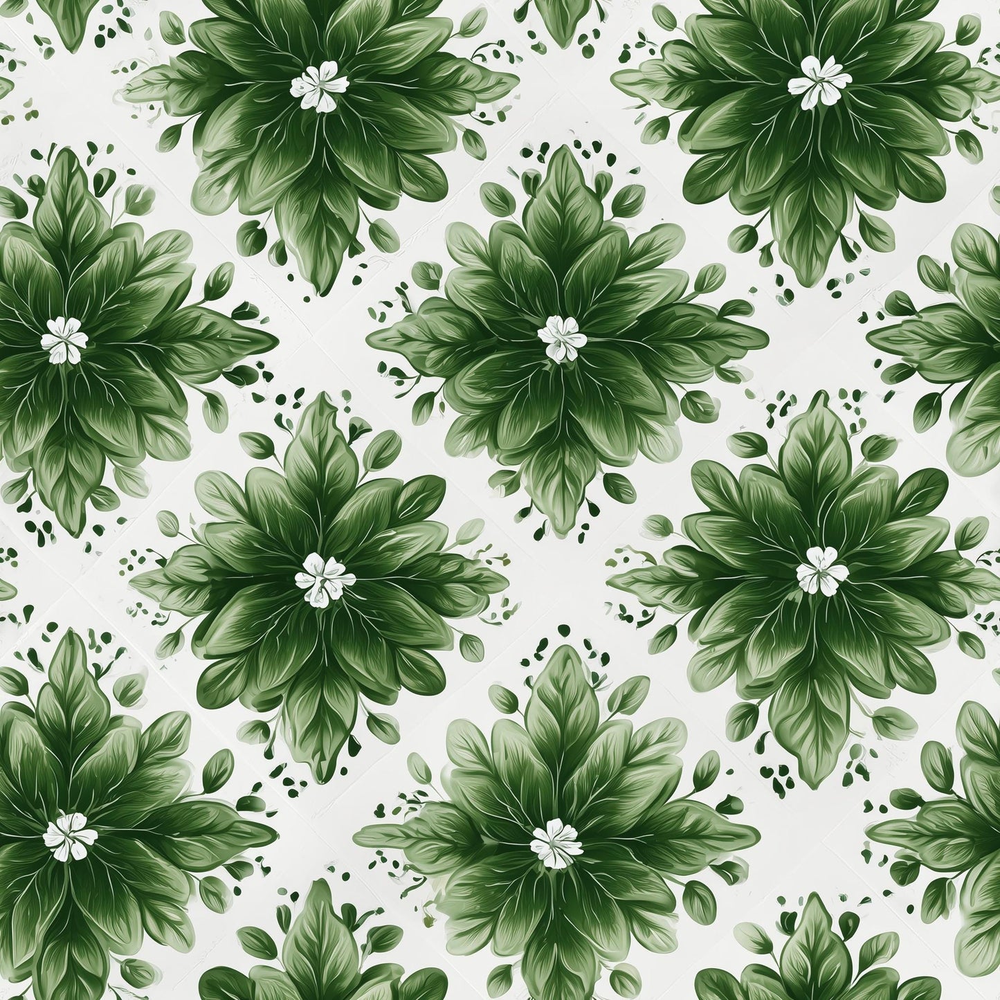 Green Floral Wallpaper Botanical Pattern Nature Inspired Wall Decor Elegant Leaf Design