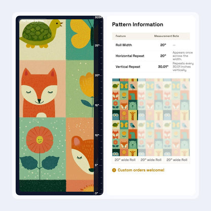 Scandinavian Animal Grid Wallpaper Colorful Safari Pattern Modern Kids Wall Art Decor
