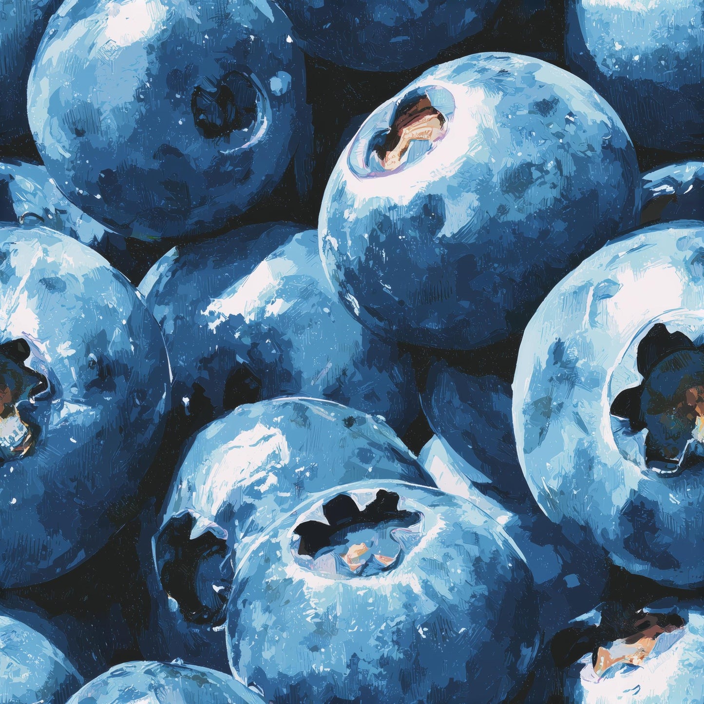 Blueberry Pattern Wallpaper Fruit Kitchen Wall Decor Dark Blue Modern Food Design