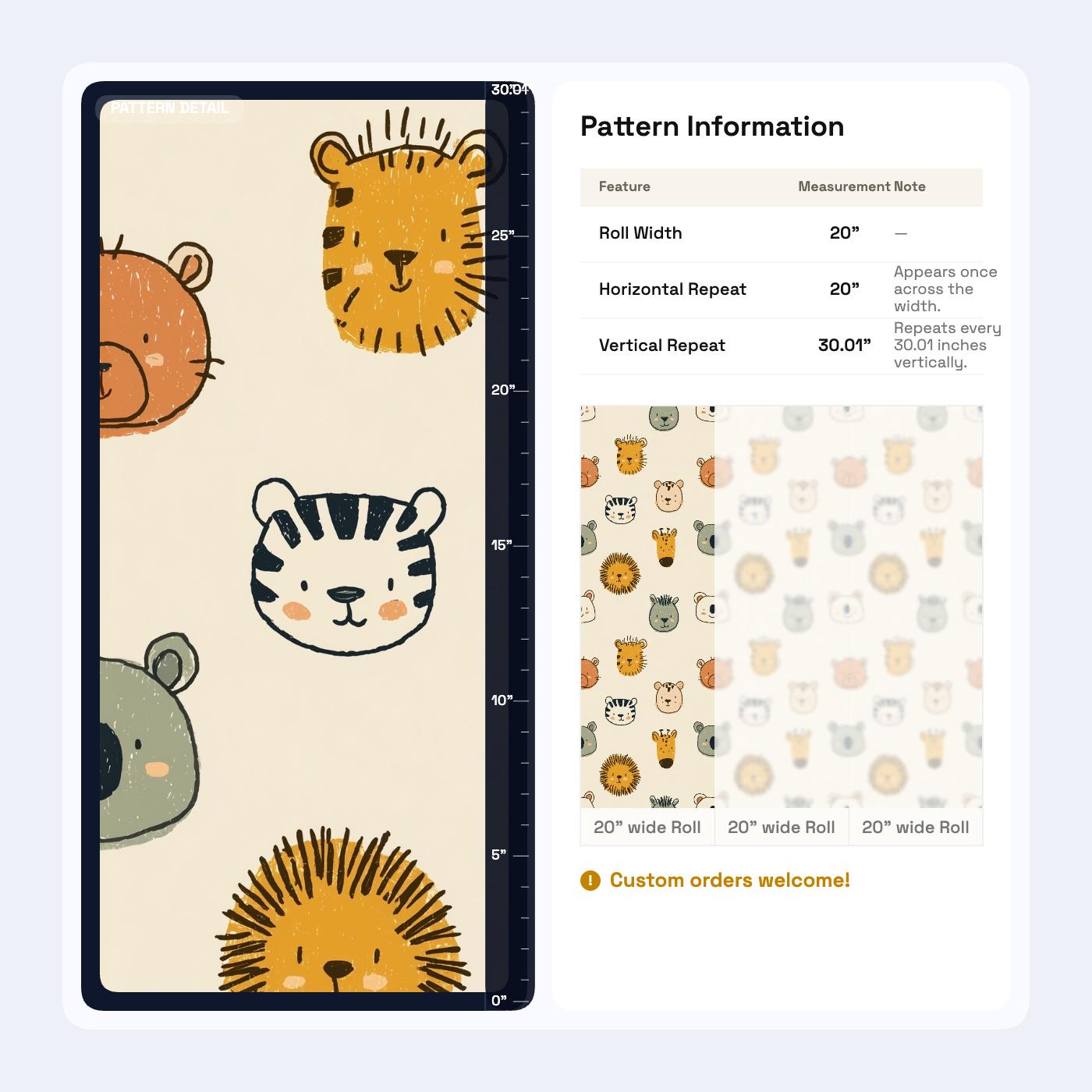 Safari Animal Wallpaper Jungle Nursery Decor Modern Kids Room Pattern Neutral Baby Wall Design