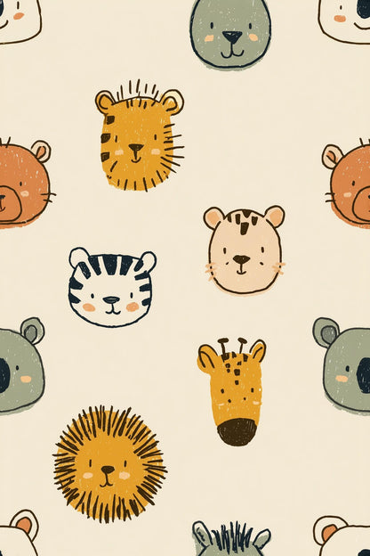 Safari Animal Wallpaper Jungle Nursery Decor Modern Kids Room Pattern Neutral Baby Wall Design