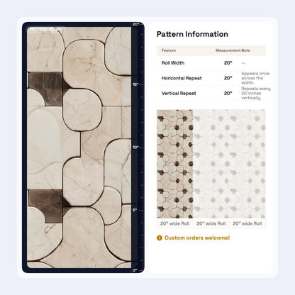 Modern Marble Tile Wallpaper Geometric Pattern Neutral Stone Design Minimal Luxury Wall Decor