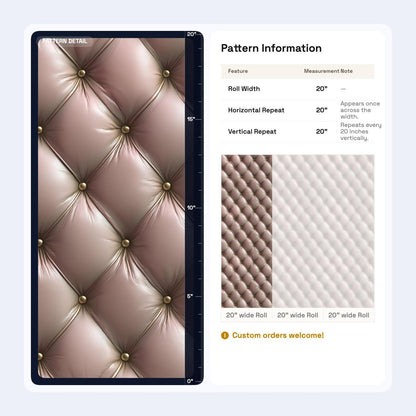 Blush Pink Tufted Wallpaper Luxury Panel Effect Soft Glam Wall Decor Chic Interior