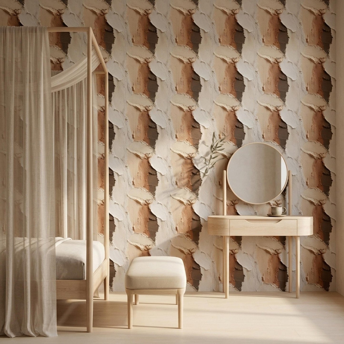 Textured Plaster Wallpaper Neutral Beige Wall Finish Minimal Modern Wall Decor