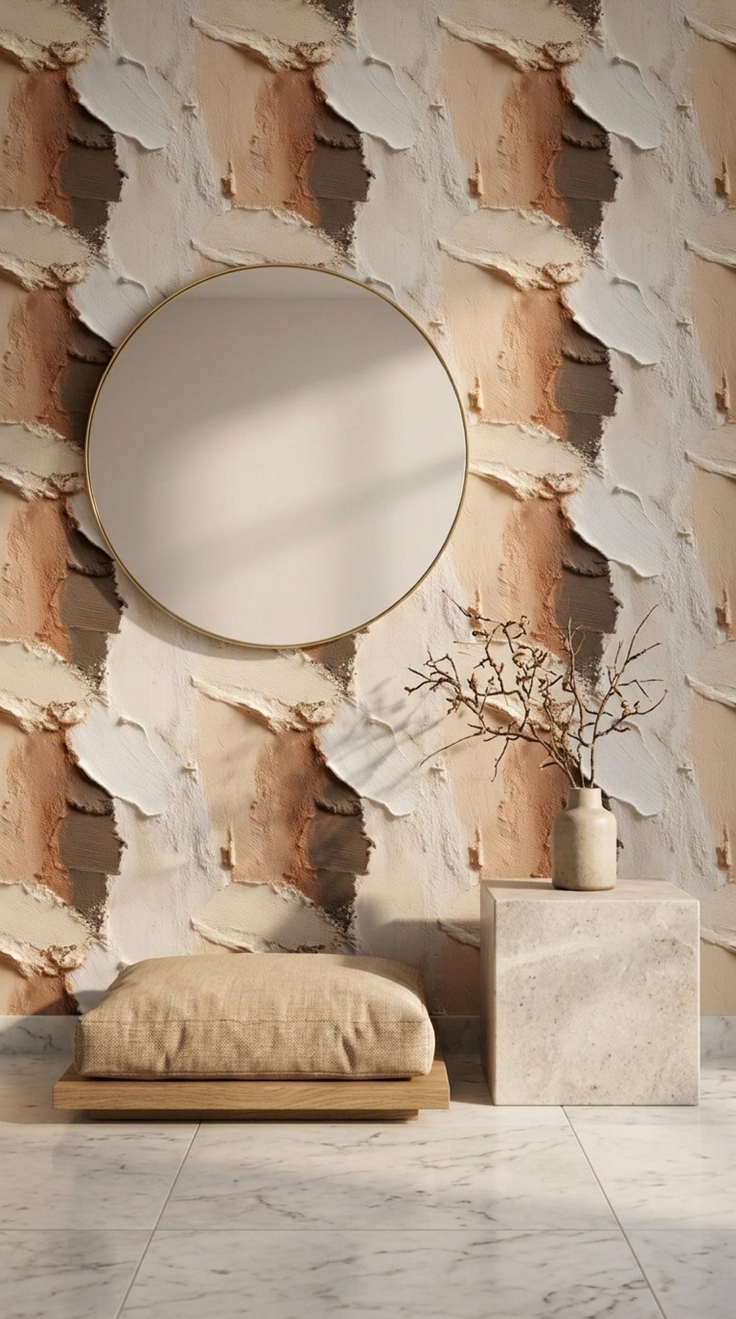Textured Plaster Wallpaper Neutral Beige Wall Finish Minimal Modern Wall Decor