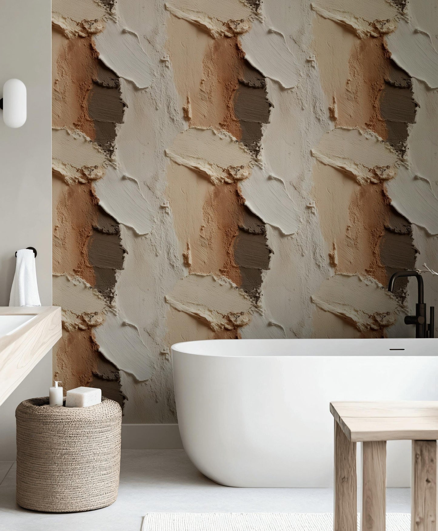 Textured Plaster Wallpaper Neutral Beige Wall Finish Minimal Modern Wall Decor