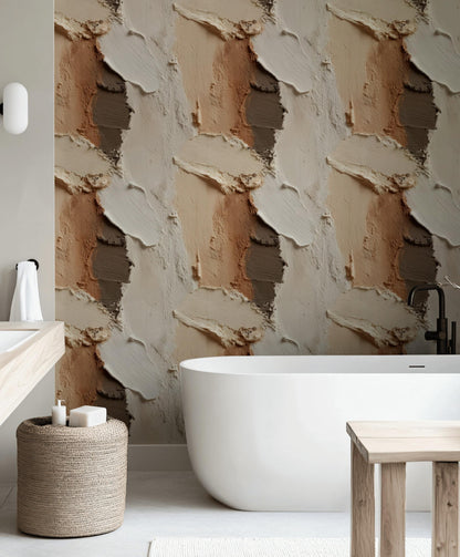Textured Plaster Wallpaper Neutral Beige Wall Finish Minimal Modern Wall Decor
