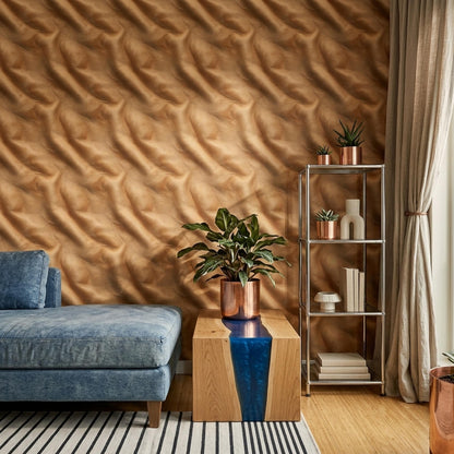 Faux Leather Texture Wallpaper Warm Neutral Wall Decor Luxury Minimal Interior Style