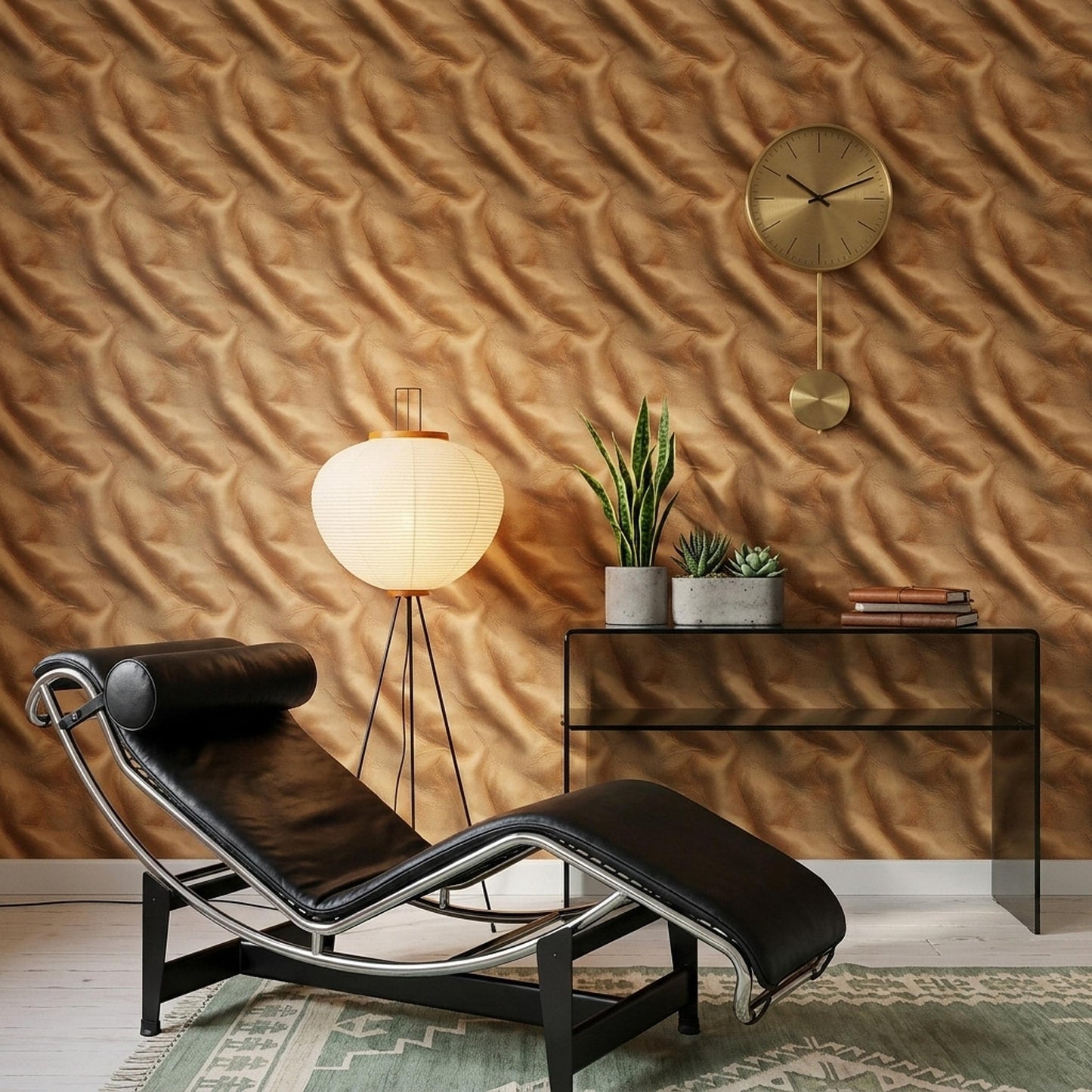 Faux Leather Texture Wallpaper Warm Neutral Wall Decor Luxury Minimal Interior Style