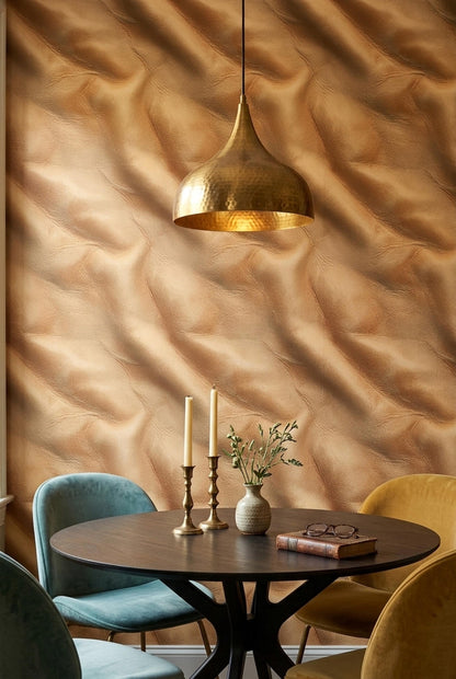 Faux Leather Texture Wallpaper Warm Neutral Wall Decor Luxury Minimal Interior Style