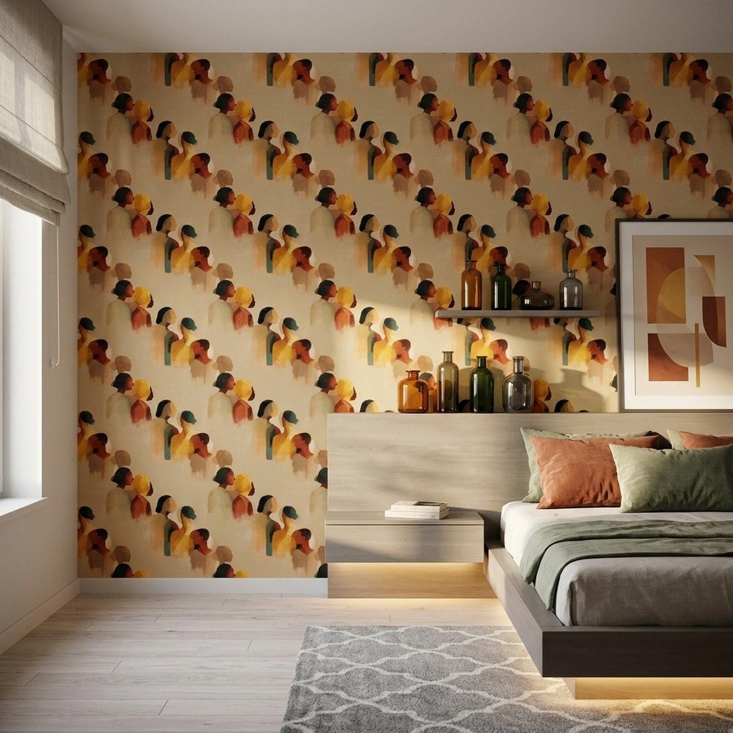 Abstract Figure Wallpaper Modern Art Wall Decor Artistic Portrait Pattern