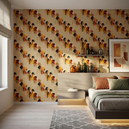 Abstract Figure Wallpaper Modern Art Wall Decor Artistic Portrait Pattern