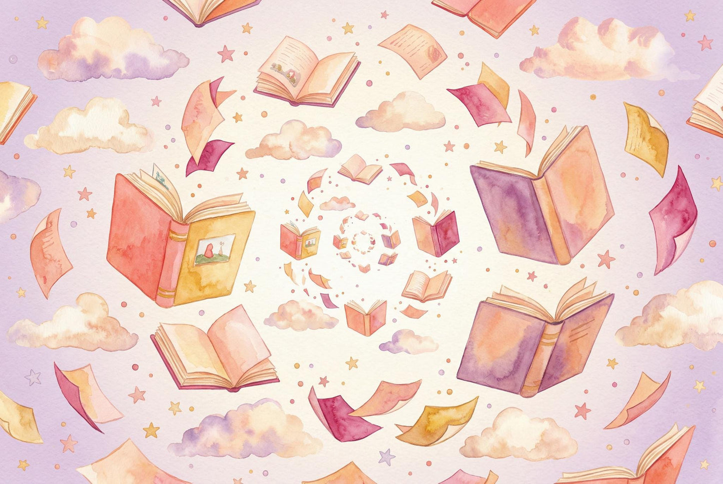 Nursery Wallpaper Book Theme Wall Mural Reading Corner Baby Room Decor Story Design