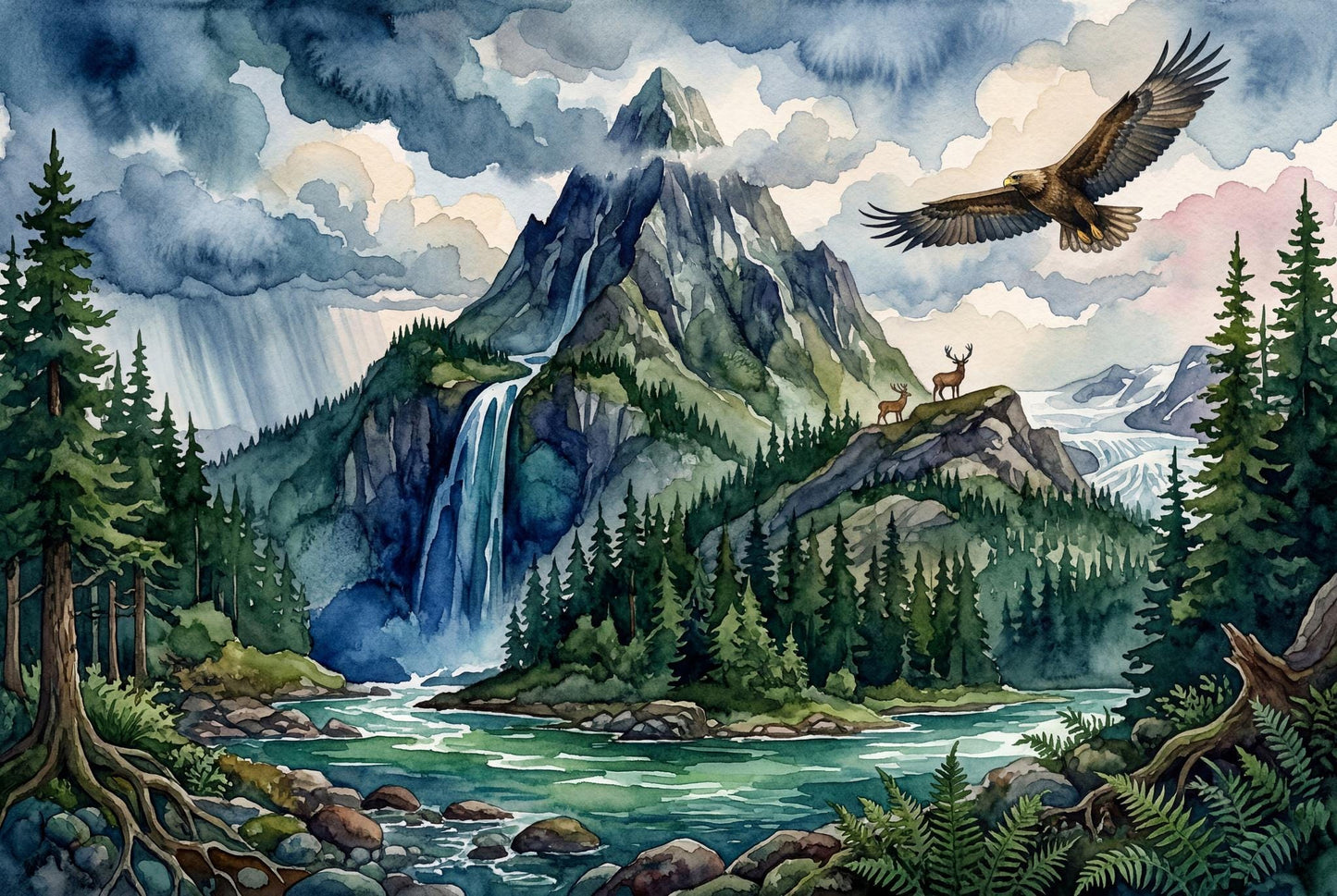Mountain Wall Mural Waterfall Landscape Wallpaper Forest Nature Wall Decor Living Room Design