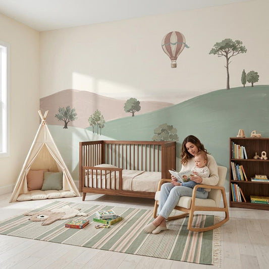 Minimal Landscape Wall Mural Scandinavian Style Calm Hills Wallpaper Soft Nature Wall Design