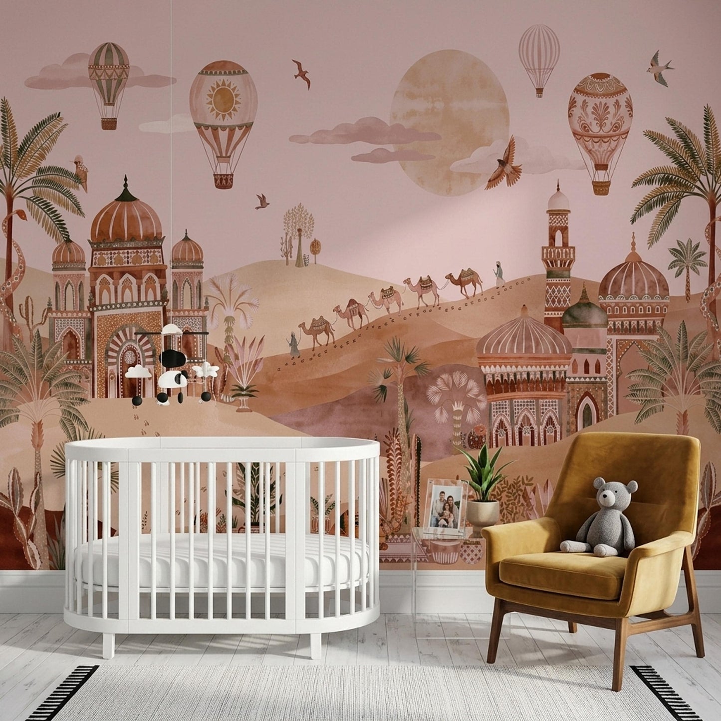 Boho Desert Mural Moroccan Style Wallpaper Earthy Landscape Wall Art Sunset Oasis Decor