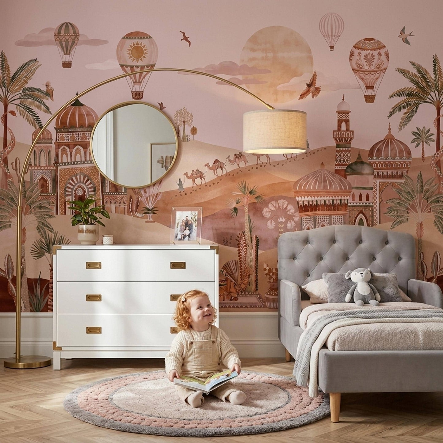 Boho Desert Mural Moroccan Style Wallpaper Earthy Landscape Wall Art Sunset Oasis Decor