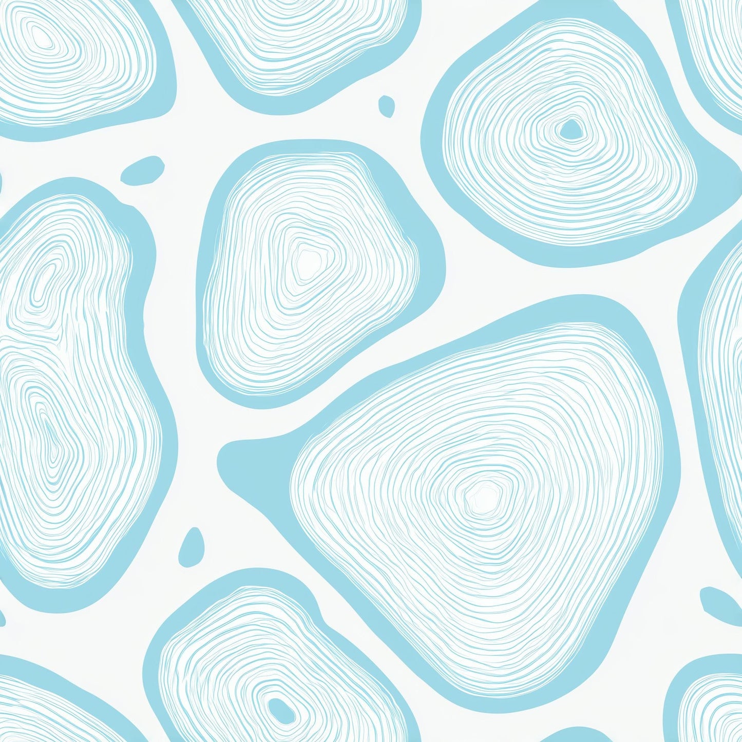 Abstract Organic Shapes Wallpaper Pattern Blue Coastal Pebble Modern Minimal Wall Decor