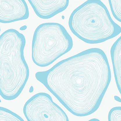 Abstract Organic Shapes Wallpaper Pattern Blue Coastal Pebble Modern Minimal Wall Decor