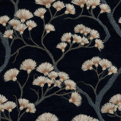 Dark Floral Wallpaper Gold Botanical Wall Mural Removable Luxury Black Nature Decor