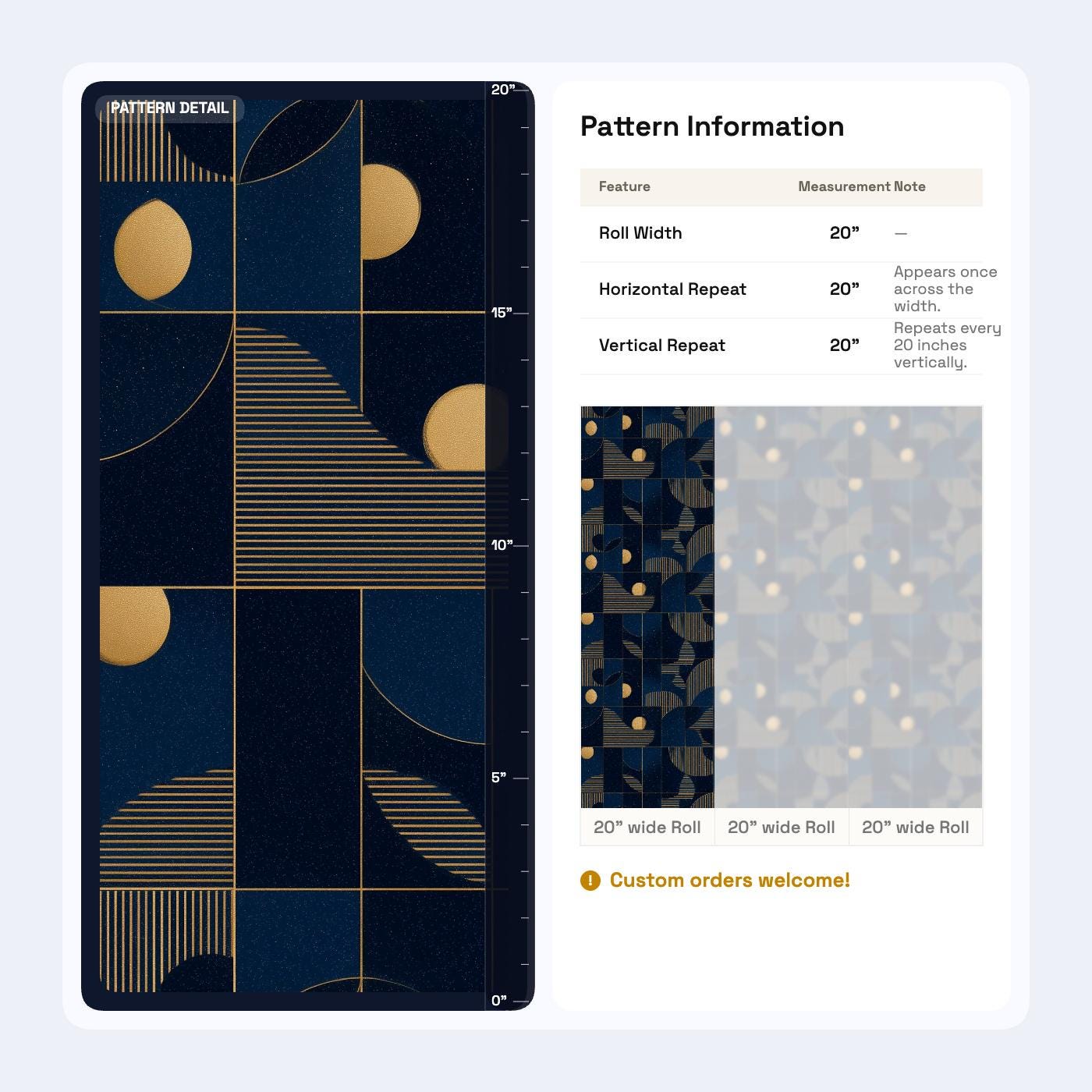 Art Deco Pattern Wallpaper Navy Blue Gold Geometric Seamless Repeat Modern Luxury Wall Decor
