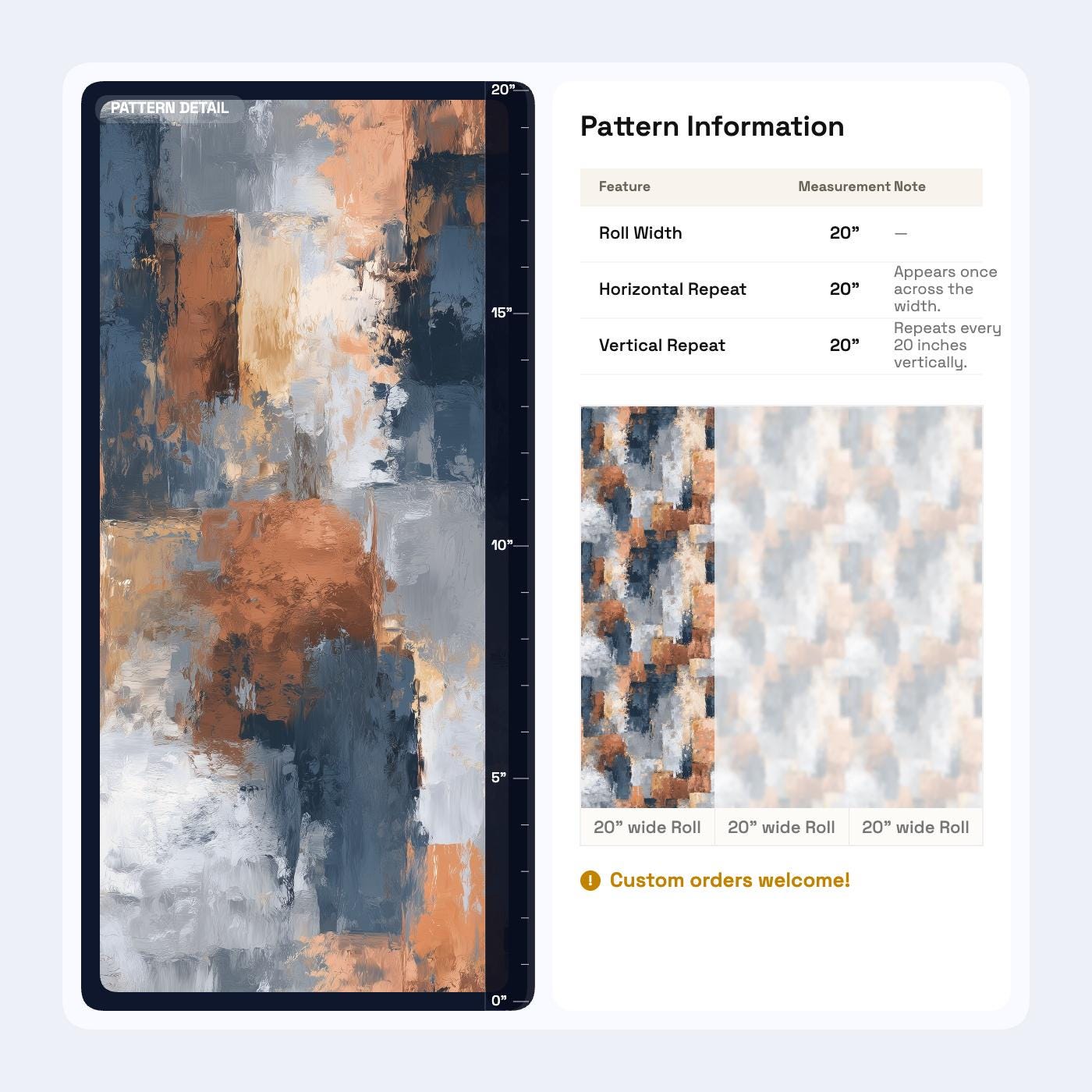 Abstract Paint Texture Wallpaper Pattern Blue Gray Rust Modern Artistic Wall Decor