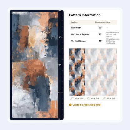 Abstract Paint Texture Wallpaper Pattern Blue Gray Rust Modern Artistic Wall Decor