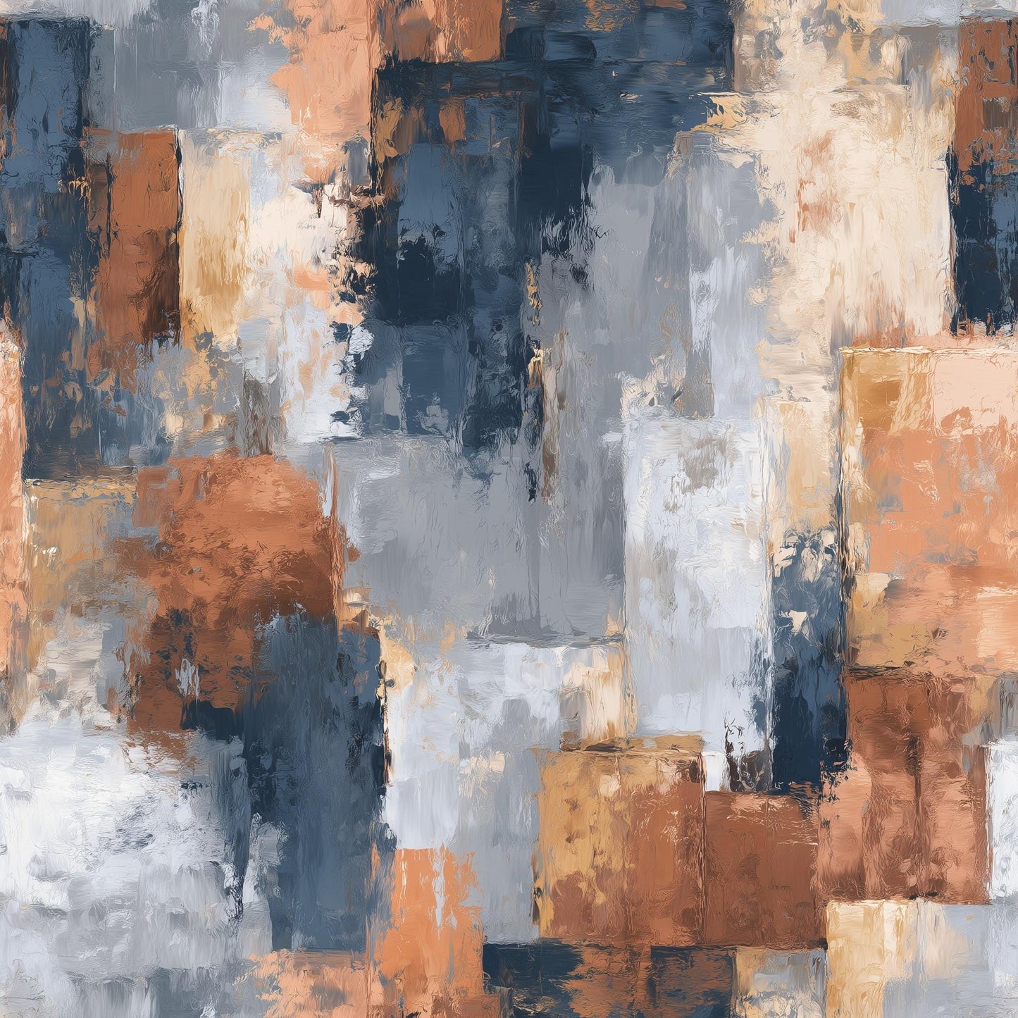 Abstract Paint Texture Wallpaper Pattern Blue Gray Rust Modern Artistic Wall Decor