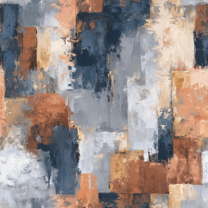 Abstract Paint Texture Wallpaper Pattern Blue Gray Rust Modern Artistic Wall Decor