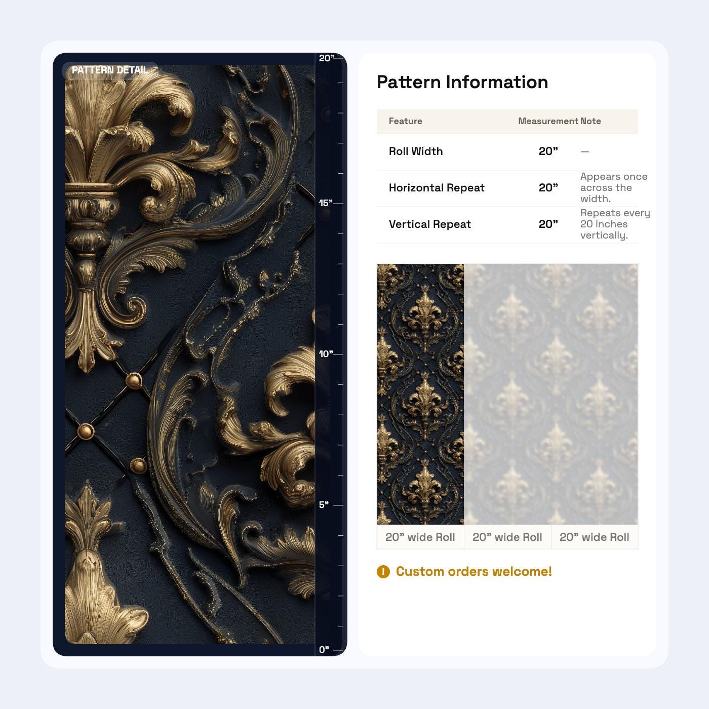 Luxury Baroque Wallpaper Pattern Gold Ornamental Damask Dark Elegant Classic Wall Decor