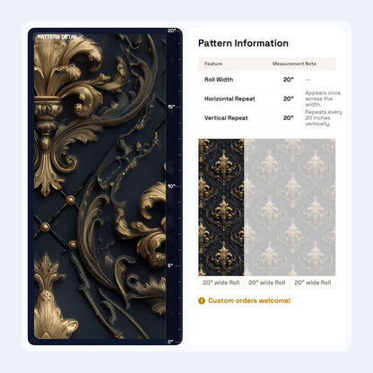 Luxury Baroque Wallpaper Pattern Gold Ornamental Damask Dark Elegant Classic Wall Decor