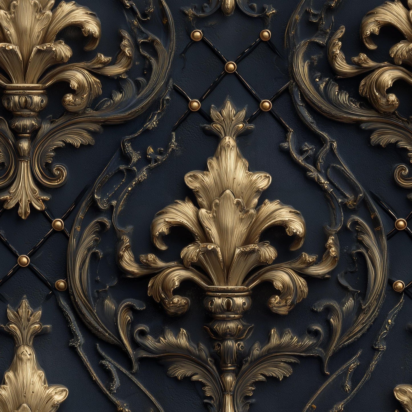 Luxury Baroque Wallpaper Pattern Gold Ornamental Damask Dark Elegant Classic Wall Decor