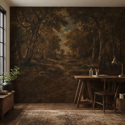 Dark Forest Wallpaper Woodland Landscape Autumn Trees Wall Mural